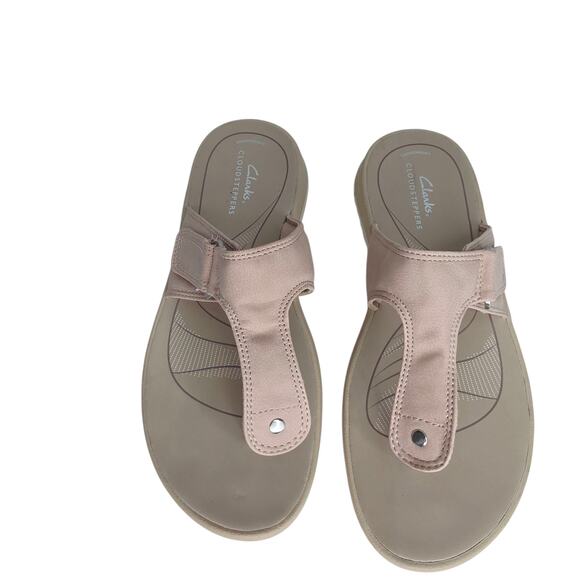 Clarks Cloudsteppers Pink Thong Style Slip On Open Toe Summer Sandals Women's 9M - Picture 1 of 11
